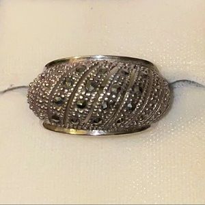 925 Sterling Silver Marcasite Gem Domed Design